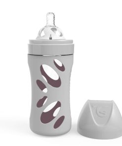 Стъклено бебешко шише, сиво, Twistshake