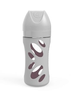 Стъклено бебешко шише, сиво, Twistshake